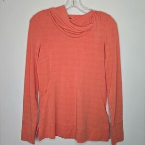 Marmot Coral Orange Cowl Neck Performance Top XS | Long Sleeve Activewear